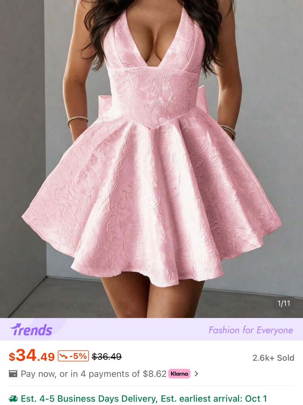 SHEIN Pink Sleeveless Deep V-Neck Party Dress